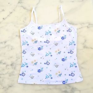 NWOT. Express Cotton/Spandex Cami with built-in bra and multi color flowers.